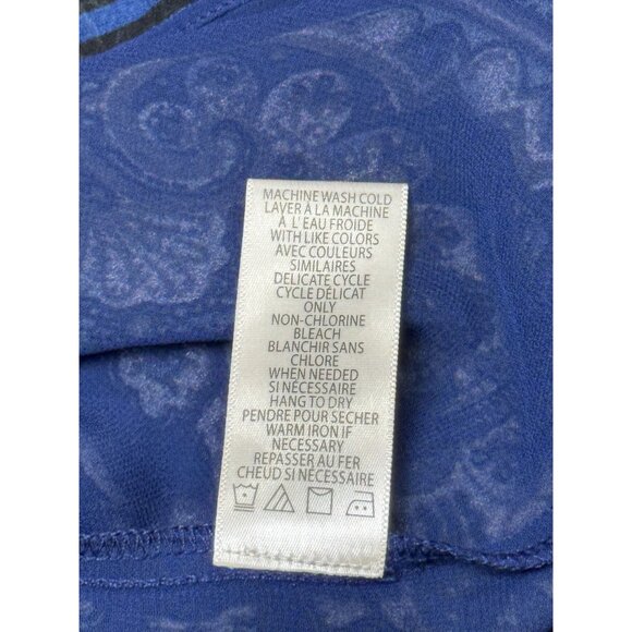 Max Studio Size 3 XL Womens Blouse Print Blue & White Paisley Cold Shoulder Top - Picture 8 of 14